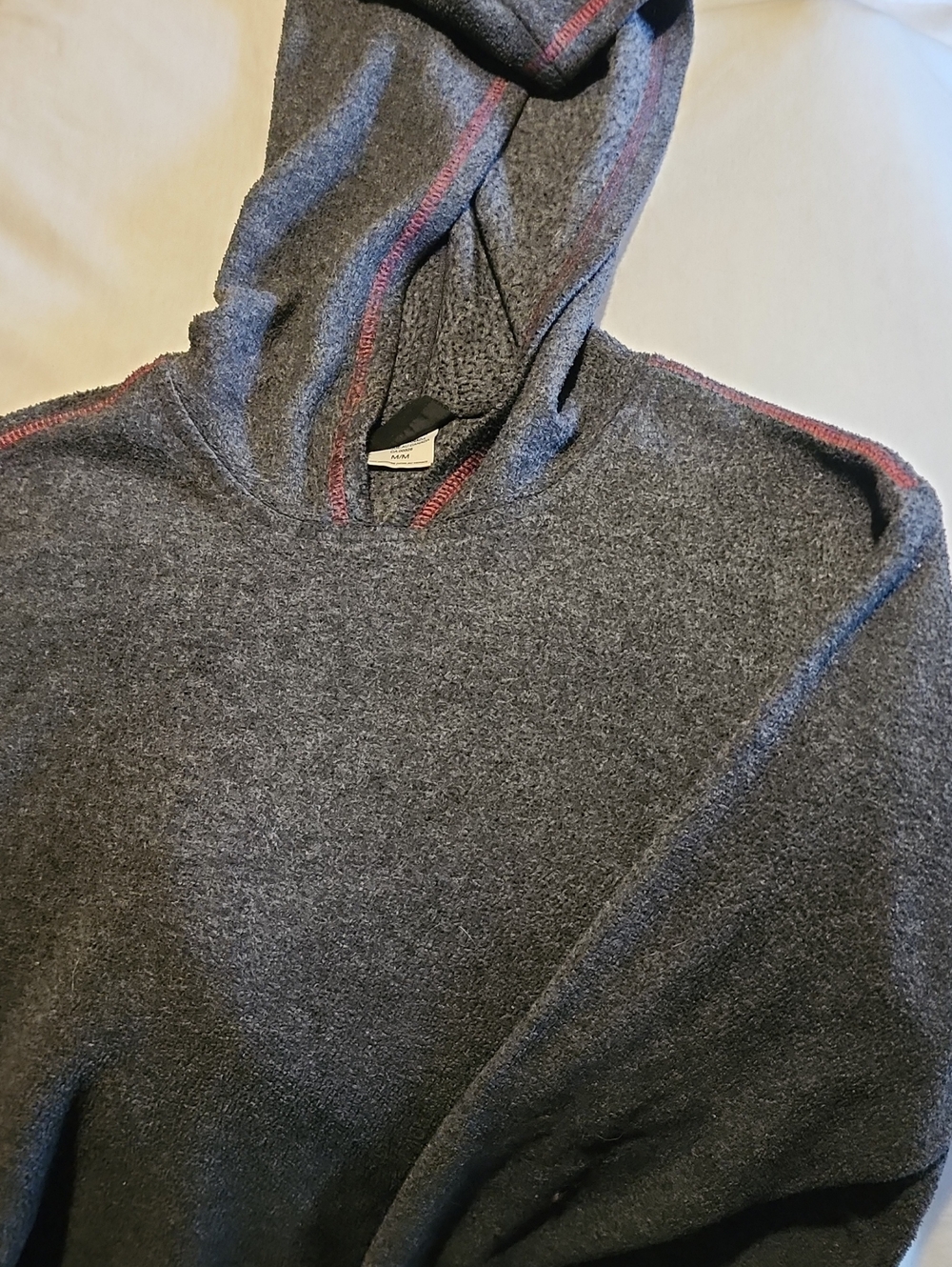 Joe Boxer Men's Gray Crewneck Hoodie with Red Stitch Accents